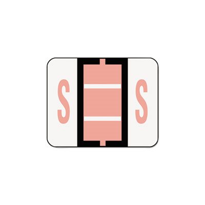 A-Z Color-Coded Bar-Style End Tab Labels, Letter S, Pink, 500 / Roll