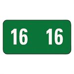 Year 2016 End Tab Folder Labels, 1 / 2 x 1, Green, 250 Labels / Pack