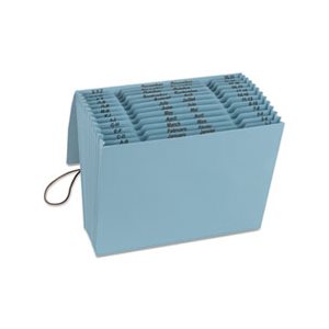 100% Recycled Color Expanding Files, 12 Pockets, Letter, Blue Moon