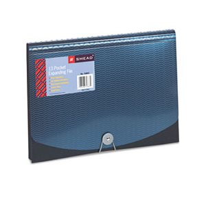 Expanding File, 12 Pockets, Poly, Letter, Black / Blue