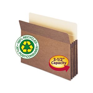 100% Recycled Pocket, 3 1 / 2 Inch Exp, Letter, Redrope, 25 / Box