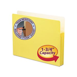 1 3 / 4" Exp Colored File Pocket, Straight Tab, Letter, Yellow