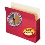 3 1 / 2" Exp Colored File Pocket, Straight Tab, Letter, Red