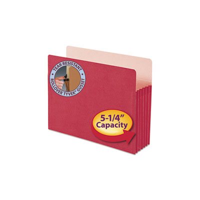 5 1 / 4" Exp Colored File Pocket, Straight Tab, Letter, Red