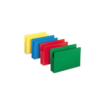 Exp File Pockets, Straight Tab, Poly, Legal, Assorted, 4 / Box