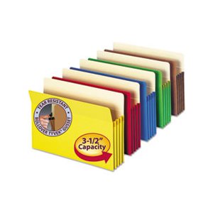 3 1 / 2" Exp Colored File Pocket, Straight Tab, Letter, Asst, 5 / Pack