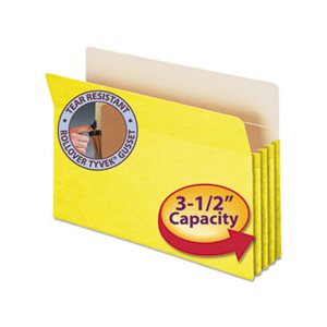 3 1 / 2" Exp Colored File Pocket, Straight Tab, Legal, Yellow