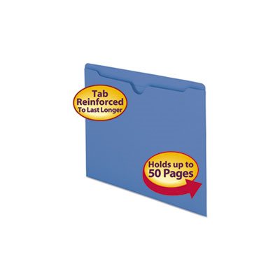 Colored File Jackets w / Reinforced 2-Ply Tab, Letter, 11pt, Blue, 100 / Box