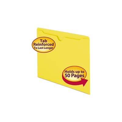 Colored File Jackets w / Reinforced 2-Ply Tab, Letter, 11pt, Yellow, 100 / Box