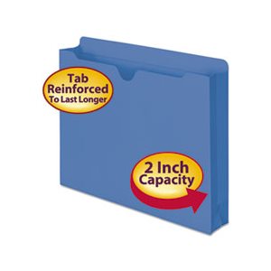 Colored File Jackets with Reinforced Double-Ply Tab, Letter, 11 Pt, Blue, 50 / Box