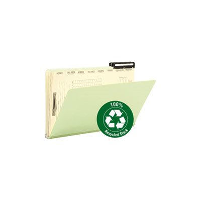 Pressboard Mortgage File Folder with Dividers & Metal Tab, Legal, Green, 10 / Box