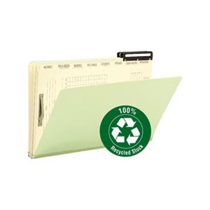 Pressboard Mortgage File Folder with Dividers & Metal Tab, Legal, Green, 10 / Box