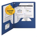 FOLDER, TWO-POCKET, Lockit, Textured Paper, 11" x 8.5", DARK Blue, 25 / BOX