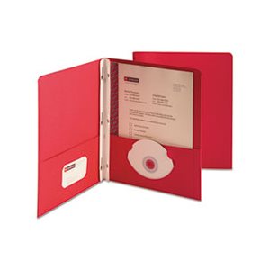 2-Pocket Folder w / Tang Fastener, Letter, 1 / 2" Cap, Red, 25 / Box