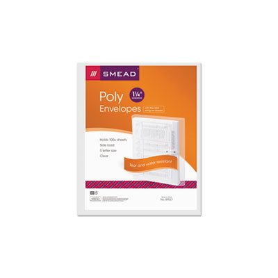 Poly String & Button Booklet Envelope, 11 5 / 8 x 9 3 / 4 x 1 1 / 4, Clear, 5 / Pack