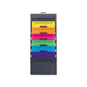 Cascading Wall Organizer, 14 1 / 4 x 33, Letter, Gray with 6 Bright Color Pockets