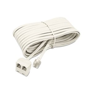 Telephone Extension Cord, Plug / Dual Jack, 25 ft., Almond