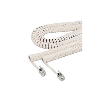 Coiled Phone Cord, Plug / Plug, 25 ft., Ivory