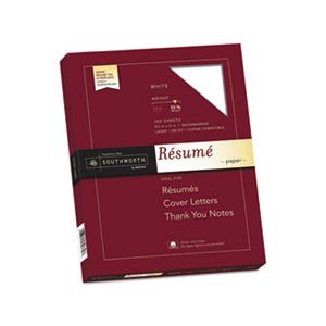 100% Cotton Resume Paper, 32lb, 95 Bright, 8 1 / 2 x 11, White, 100 Sheets