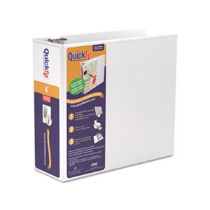 QuickFit D-Ring View Binder, 4" Capacity, 8 1 / 2 x 11, White