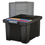 Portable File Tote w / Locking Handle Storage Box, Letter / Legal, Black / Silver