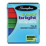 Color Bright Staples, Assorted Colors, Blue, Red, Green, 6000 / Pack