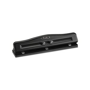 11-Sheet Commercial Adjustable Three-Hole Punch, 9 / 32" Holes, Black