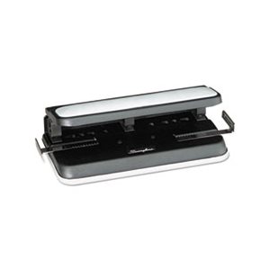 32-Sheet Easy Touch Two-to-Seven-Hole Punch, 9 / 32" Holes, Black / Gray