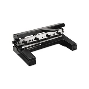 40-Sheet Two-to-Four-Hole Adjustable Punch, 9 / 32" Holes, Black