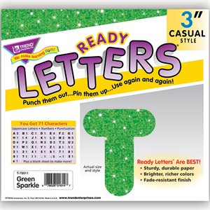 LETTERS, 3" GREEN CASUAL SPARKLE