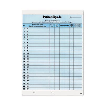 Patient Sign-In Label Forms, 8 1 / 2 x 11 5 / 8, 125 Sheets / Pack, Blue