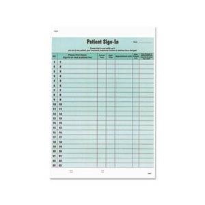 Patient Sign-In Label Forms, 8 1 / 2 x 11 5 / 8, 125 Sheets / Pack, Green