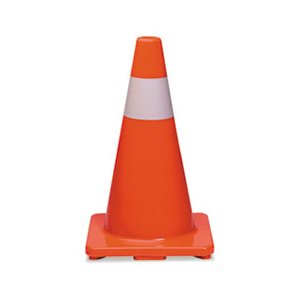 Traffic Cone, 18h x 10w x 10d, Orange / Silver