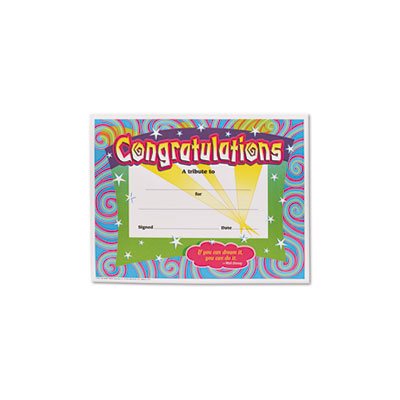 Congratulations Certificates, 8-1 / 2 x 11, White Border, 30 / Pack