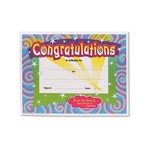 Congratulations Certificates, 8-1 / 2 x 11, White Border, 30 / Pack