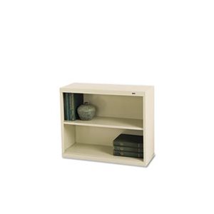 Metal Bookcase, Two-Shelf, 34-1 / 2w x 13-1 / 2d x 28h, Putty