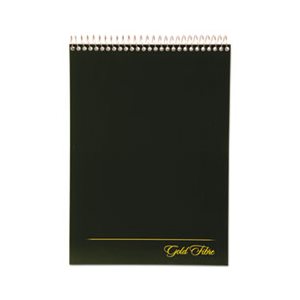 Gold Fibre Wirebound Writing Pad w / Cover, 8 1 / 2 x 11 3 / 4, White, Green Cover