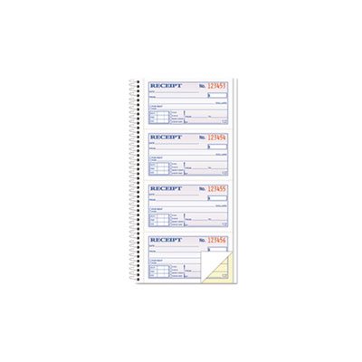 Money / Rent Receipt Spiral Book, 2-3 / 4 x 4 3 / 4, 2-Part Carbonless, 200 Sets / Book