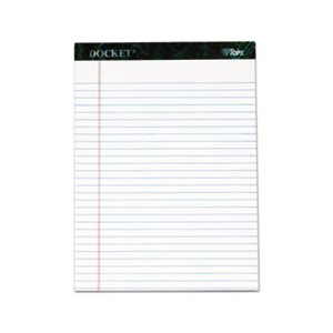 Docket Ruled Perforated Pads, 8 1 / 2 x 11 3 / 4, White, 50 Sheets, 6 / Pack