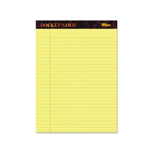 Docket Ruled Perforated Pads, 8 1 / 2 x 11 3 / 4, Canary, 50 Sheets, Dozen