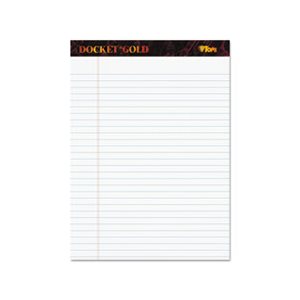 Docket Ruled Perforated Pads, Legal / Wide, 8 1 / 2 x 11 3 / 4, White, 50 Sheets, DZ