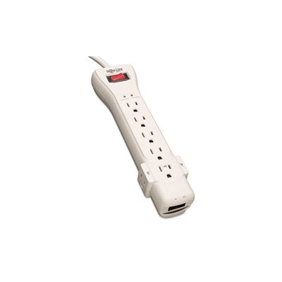 SUPER7TEL Surge Suppressor, 7 Outlets, 7 ft Cord, 2520 Joules, Light Gray