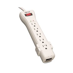 SUPER7TEL Surge Suppressor, 7 Outlets, 7 ft Cord, 2520 Joules, Light Gray