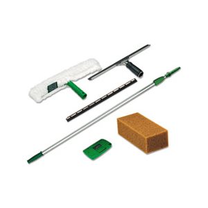 Pro Window Cleaning Kit w / 8ft Pole, Scrubber, Squeegee, Scraper, Sponge