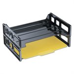 Side Load Letter Desk Tray, Two Tier, Plastic, Black