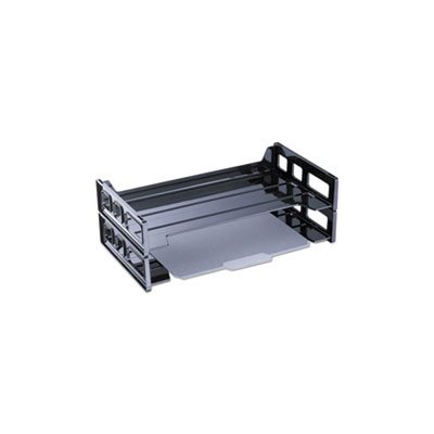 Side Load Legal Desk Tray, Two Tier, Plastic, Black