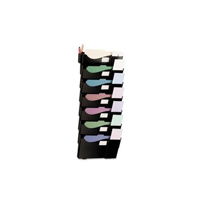 Grande Central Filing System, Seven Pocket, Wall Mount, Plastic, Black