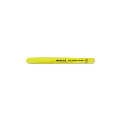 Pocket Clip Highlighter, Chisel Tip, Fluorescent Yellow Ink, Dozen