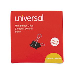 Mini Binder Clips, 1 / 4" Capacity, 5 / 8" Wide, Black, 36 / Box