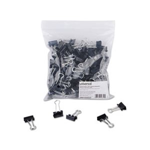 Small Binder Clips, Zip-Seal Bag, 3 / 8" Capacity, 3 / 4" Wide, Black, 144 / Bag